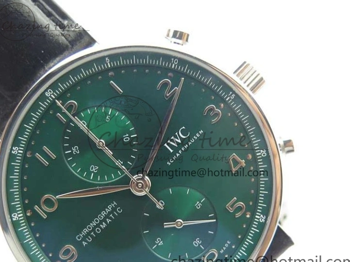 MIROTIME 0520 Elegant Portuguese IW371615 ZF 1:1 Best Edition SS Green Dial on Black Leather Strap A96355 V 7081